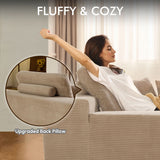 OVIOS 67'' Oversized Chaise Lounge ,Corduroy Sleeper Sofa with Cup Holders