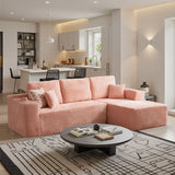 OVIOS 104" L-Shape Modular Couch with Chaise, Plush Corduroy Fabric, No Assembly Required