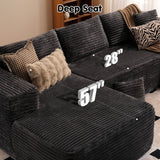 OVIOS 104" L-Shape Modular Couch with Chaise, Plush Corduroy Fabric, No Assembly Required