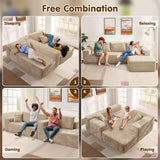 OVIOS 104" L-Shape Modular Couch with Chaise, Plush Corduroy Fabric, No Assembly Required
